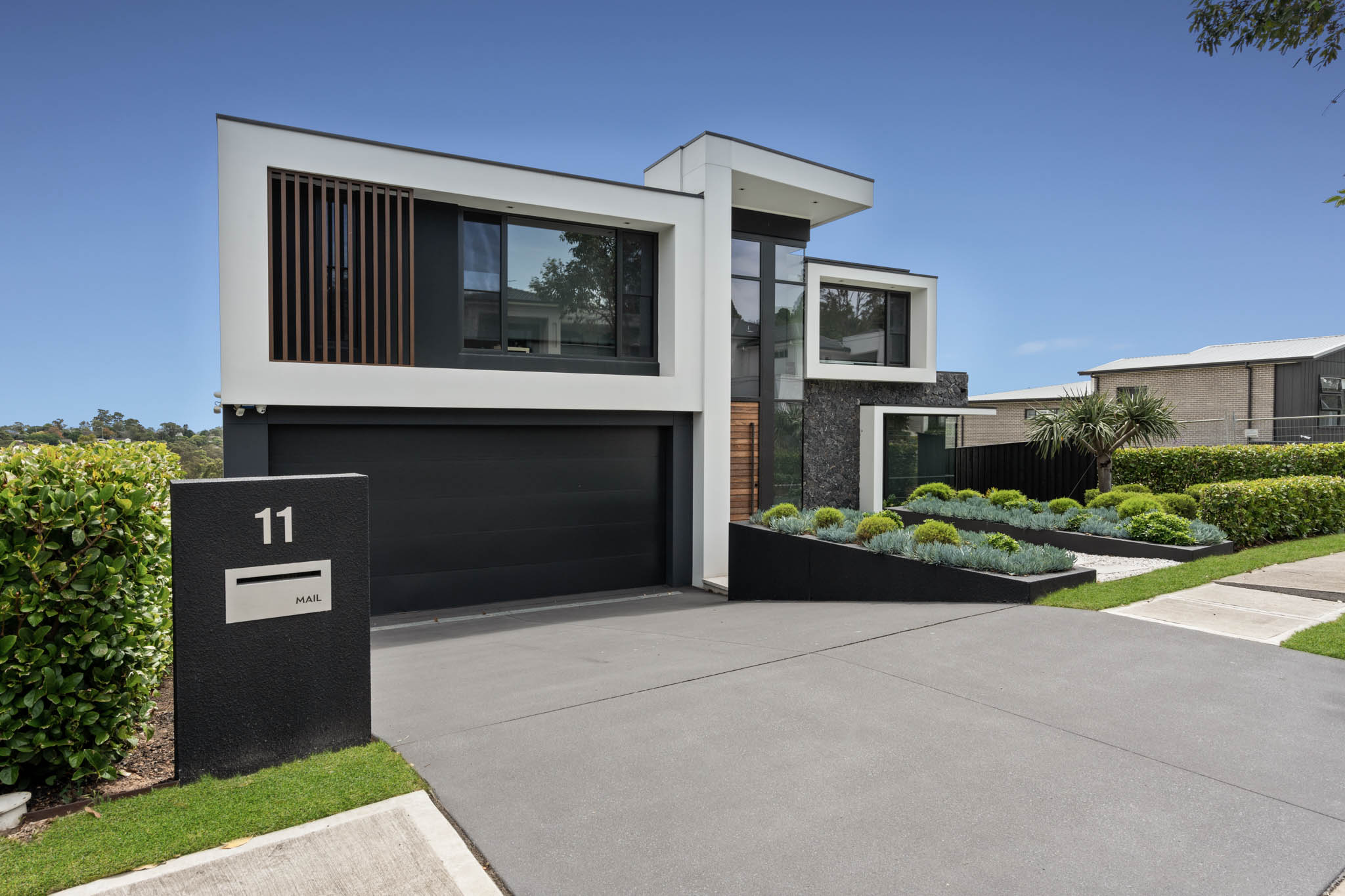Contemporary concrete driveway